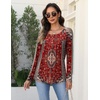 Zeagoo Long Sleeve Shirts for Women Dressy Casual Blouses Loose Tunic Tops(Red Print-mz870)