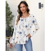 Zeagoo Long Sleeve Shirts for Women Dressy Casual Blouses Loose Tunic Tops(White Flower-bf290)