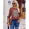 Zeagoo Long Sleeve Shirts for Women Henley T Shirts Loose Fit Tunics Dressy Casual Work Blouses Fall Fashion Tops(Red Ethnic Printed)