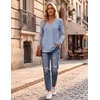 Zeagoo Women Long Sleeve Tops Dressy Casual V Neck Shirt Fall Work Blouse(Blue Striped-tz273)