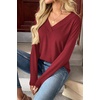 Zeagoo Women Long Sleeve Tops Dressy Casual V Neck Shirt Fall Work Blouse(Der)