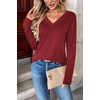 Zeagoo Women Long Sleeve Tops Dressy Casual V Neck Shirt Fall Work Blouse(Der)