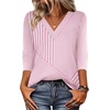 Zeagoo Women Long Sleeve Tops Dressy Casual V Neck Shirt Fall Work Blouse(Pink Striped-tz300)