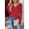 Zeagoo Women Long Sleeve Tops Dressy Casual V Neck Shirt Fall Work Blouse(Red Polka Dots-jh717)