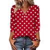 Zeagoo Women Long Sleeve Tops Dressy Casual V Neck Shirt Fall Work Blouse(Red Polka Dots-jh717)
