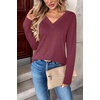 Zeagoo Women Long Sleeve Tops Dressy Casual V Neck Shirt Fall Work Blouse(Wine Red)
