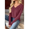 Zeagoo Women Long Sleeve Tops Dressy Casual V Neck Shirt Fall Work Blouse(Wine Red)
