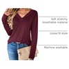 Zeagoo Women Long Sleeve Tops Dressy Casual V Neck Shirt Fall Work Blouse(Wine Red)