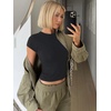 Zeagoo Women Short Sleeve T Shirts Fitted Summer Tops Stretchy Basic Tee(A-black)