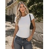 Zeagoo Women Short Sleeve T Shirts Fitted Summer Tops Stretchy Basic Tee(A-white)