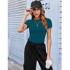 Zeagoo Women Short Sleeve T Shirts Fitted Summer Tops Stretchy Basic Tee(Blue Green)