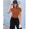 Zeagoo Women Short Sleeve T Shirts Fitted Summer Tops Stretchy Basic Tee(Caramel)
