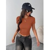 Zeagoo Women Short Sleeve T Shirts Fitted Summer Tops Stretchy Basic Tee(Caramel)