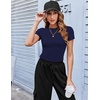 Zeagoo Women Short Sleeve T Shirts Fitted Summer Tops Stretchy Basic Tee(Navy Blue)