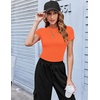 Zeagoo Women Short Sleeve T Shirts Fitted Summer Tops Stretchy Basic Tee(Orange)