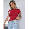 Zeagoo Women Short Sleeve T Shirts Fitted Summer Tops Stretchy Basic Tee(Red)