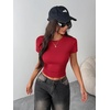 Zeagoo Women Short Sleeve T Shirts Fitted Summer Tops Stretchy Basic Tee(Red)