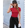 Zeagoo Women Short Sleeve T Shirts Fitted Summer Tops Stretchy Basic Tee(Red)