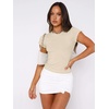 Zeagoo Women Short Sleeve T Shirts Fitted Summer Tops Stretchy Basic Tee(Short Sleeve Apricot)