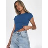 Zeagoo Women Short Sleeve T Shirts Fitted Summer Tops Stretchy Basic Tee(Short Sleeve Blue)