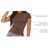 Zeagoo Women Short Sleeve T Shirts Fitted Summer Tops Stretchy Basic Tee(Short Sleeve Brown)