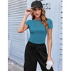 Zeagoo Women Short Sleeve T Shirts Fitted Summer Tops Stretchy Basic Tee(Short Sleeve Lake Blue)