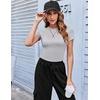 Zeagoo Women Short Sleeve T Shirts Fitted Summer Tops Stretchy Basic Tee(Short Sleeve Light Grey)