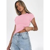 Zeagoo Women Short Sleeve T Shirts Fitted Summer Tops Stretchy Basic Tee(Short Sleeve Pink)