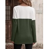 Zeagoo Women Waffle Knit Shirts Long Sleeve Colorblock Tee Button Detail Tunics(Army)