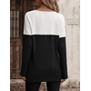 Zeagoo Women Waffle Knit Shirts Long Sleeve Colorblock Tee Button Detail Tunics(Black)