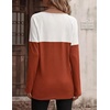 Zeagoo Women Waffle Knit Shirts Long Sleeve Colorblock Tee Button Detail Tunics(Black+ Rust Red)