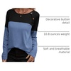 Zeagoo Women Waffle Knit Shirts Long Sleeve Colorblock Tee Button Detail Tunics(Black+blue)