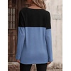 Zeagoo Women Waffle Knit Shirts Long Sleeve Colorblock Tee Button Detail Tunics(Black+blue)