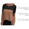 Zeagoo Women Waffle Knit Shirts Long Sleeve Colorblock Tee Button Detail Tunics(Black+brown)