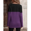 Zeagoo Women Waffle Knit Shirts Long Sleeve Colorblock Tee Button Detail Tunics(Black+purple)