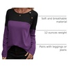 Zeagoo Women Waffle Knit Shirts Long Sleeve Colorblock Tee Button Detail Tunics(Black+purple)