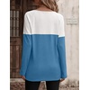 Zeagoo Women Waffle Knit Shirts Long Sleeve Colorblock Tee Button Detail Tunics(Blue)