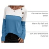 Zeagoo Women Waffle Knit Shirts Long Sleeve Colorblock Tee Button Detail Tunics(Blue)