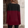 Zeagoo Women Waffle Knit Shirts Long Sleeve Colorblock Tee Button Detail Tunics(Burgundy)