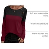 Zeagoo Women Waffle Knit Shirts Long Sleeve Colorblock Tee Button Detail Tunics(Burgundy)