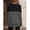 Zeagoo Women Waffle Knit Shirts Long Sleeve Colorblock Tee Button Detail Tunics(Dark Grey)