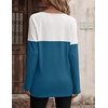 Zeagoo Women Waffle Knit Shirts Long Sleeve Colorblock Tee Button Detail Tunics(Deep Blue)