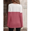 Zeagoo Women Waffle Knit Shirts Long Sleeve Colorblock Tee Button Detail Tunics(Dusty Pink)