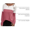 Zeagoo Women Waffle Knit Shirts Long Sleeve Colorblock Tee Button Detail Tunics(Dusty Pink)
