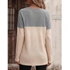 Zeagoo Women Waffle Knit Shirts Long Sleeve Colorblock Tee Button Detail Tunics(Light Gray+ Champagne)