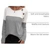 Zeagoo Women Waffle Knit Shirts Long Sleeve Colorblock Tee Button Detail Tunics(Light Grey)