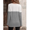 Zeagoo Women Waffle Knit Shirts Long Sleeve Colorblock Tee Button Detail Tunics(Light Grey)