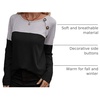 Zeagoo Women Waffle Knit Shirts Long Sleeve Colorblock Tee Button Detail Tunics(Light Grey+ Black)