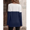 Zeagoo Women Waffle Knit Shirts Long Sleeve Colorblock Tee Button Detail Tunics(Navy)