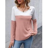 Zeagoo Women Waffle Knit Shirts Long Sleeve Colorblock Tee Button Detail Tunics(Pale Pink)